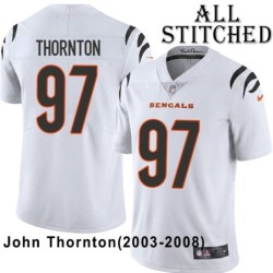 White Embroidered John Thornton Cincinnati Bengals #97 Stitched Jersey