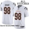 White Embroidered David Grant Cincinnati Bengals #98 Stitched Jersey