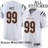 White Embroidered Alonzo Mitz Cincinnati Bengals #99 Stitched Jersey