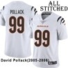 White Embroidered David Pollack Cincinnati Bengals #99 Stitched Jersey