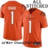 Orange Embroidered Ja'Marr Chase Cincinnati Bengals #1 Stitched Jersey