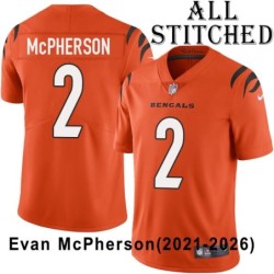 Orange Embroidered Evan McPherson Cincinnati Bengals #2 Stitched Jersey