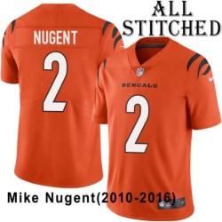Orange Embroidered Mike Nugent Cincinnati Bengals #2 Stitched Jersey
