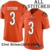 Orange Embroidered Clint Stitser Cincinnati Bengals #3 Stitched Jersey
