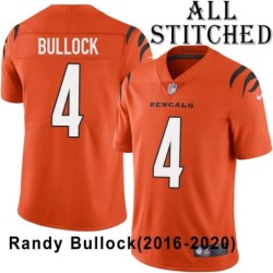 Orange Embroidered Randy Bullock Cincinnati Bengals #4 Stitched Jersey