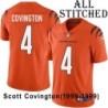 Orange Embroidered Scott Covington Cincinnati Bengals #4 Stitched Jersey
