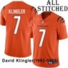 Orange Embroidered David Klingler Cincinnati Bengals #7 Stitched Jersey