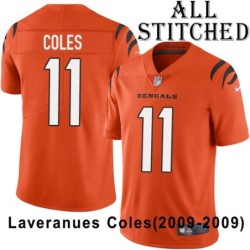 Orange Embroidered Laveranues Coles Cincinnati Bengals #11 Stitched Jersey