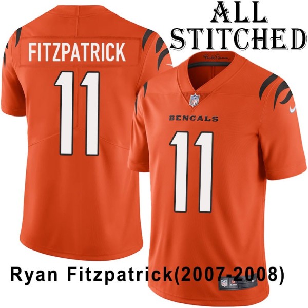 Orange Embroidered Ryan Fitzpatrick Cincinnati Bengals #11 Stitched Jersey