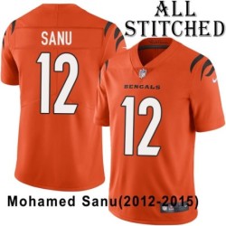 Orange Embroidered Mohamed Sanu Cincinnati Bengals #12 Stitched Jersey