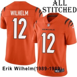 Orange Embroidered Erik Wilhelm Cincinnati Bengals #12 Stitched Jersey
