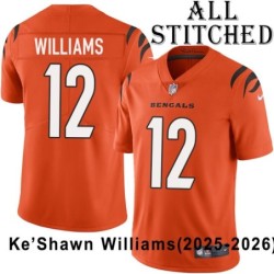 Orange Embroidered Ke'Shawn Williams Cincinnati Bengals #12 Stitched Jersey