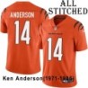 Orange Embroidered Ken Anderson Cincinnati Bengals #14 Stitched Jersey