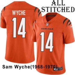 Orange Embroidered Sam Wyche Cincinnati Bengals #14 Stitched Jersey