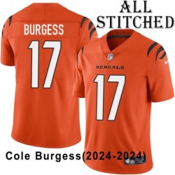 Orange Embroidered Cole Burgess Cincinnati Bengals #17 Stitched Jersey