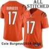 Orange Embroidered Cole Burgess Cincinnati Bengals #17 Stitched Jersey