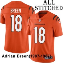Orange Embroidered Adrian Breen Cincinnati Bengals #18 Stitched Jersey