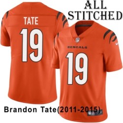 Orange Embroidered Brandon Tate Cincinnati Bengals #19 Stitched Jersey