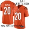 Orange Embroidered Tory James Cincinnati Bengals #20 Stitched Jersey