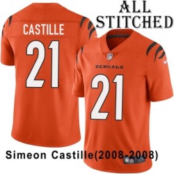Orange Embroidered Simeon Castille Cincinnati Bengals #21 Stitched Jersey