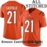 Orange Embroidered Simeon Castille Cincinnati Bengals #21 Stitched Jersey