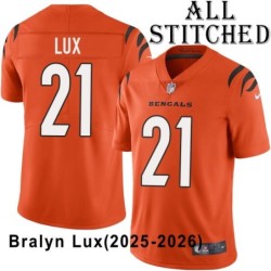 Orange Embroidered Bralyn Lux Cincinnati Bengals #21 Stitched Jersey