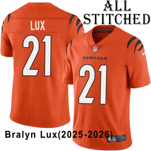 Orange Embroidered Bralyn Lux Cincinnati Bengals #21 Stitched Jersey