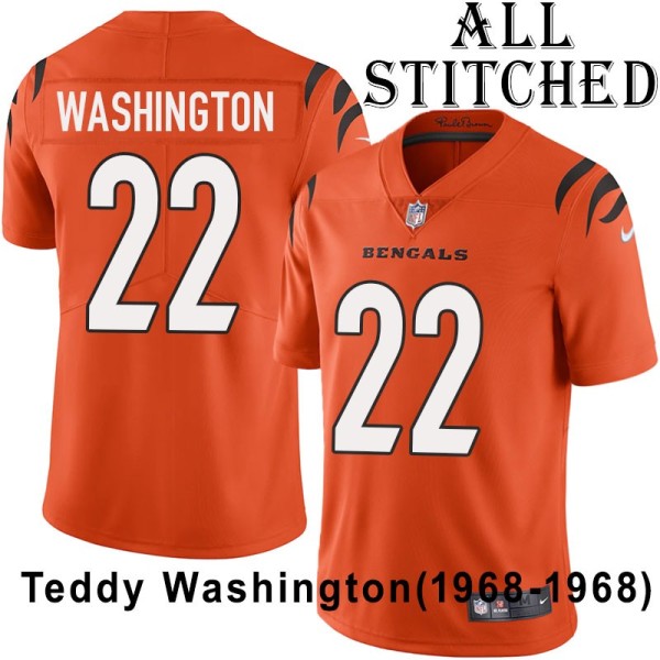 Orange Embroidered Teddy Washington Cincinnati Bengals #22 Stitched Jersey