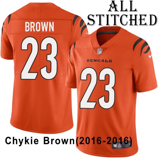 Orange Embroidered Chykie Brown Cincinnati Bengals #23 Stitched Jersey