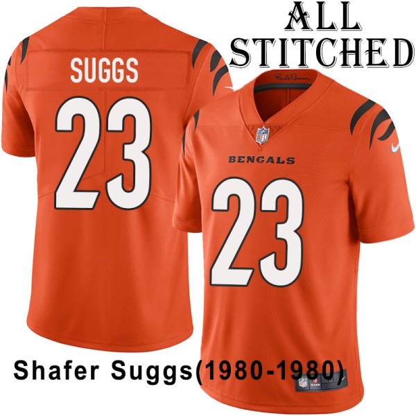 Orange Embroidered Shafer Suggs Cincinnati Bengals #23 Stitched Jersey