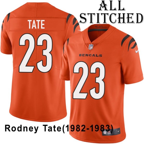 Orange Embroidered Rodney Tate Cincinnati Bengals #23 Stitched Jersey