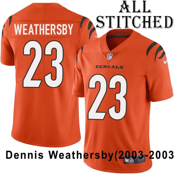 Orange Embroidered Dennis Weathersby Cincinnati Bengals #23 Stitched Jersey