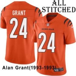 Orange Embroidered Alan Grant Cincinnati Bengals #24 Stitched Jersey