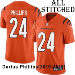 Orange Embroidered Darius Phillips Cincinnati Bengals #24 Stitched Jersey