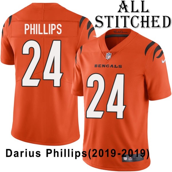 Orange Embroidered Darius Phillips Cincinnati Bengals #24 Stitched Jersey