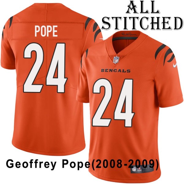 Orange Embroidered Geoffrey Pope Cincinnati Bengals #24 Stitched Jersey
