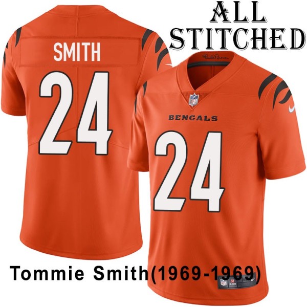 Orange Embroidered Tommie Smith Cincinnati Bengals #24 Stitched Jersey