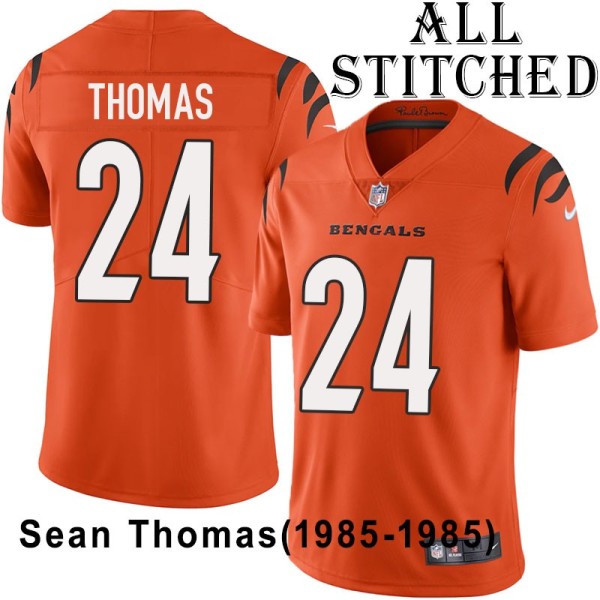 Orange Embroidered Sean Thomas Cincinnati Bengals #24 Stitched Jersey