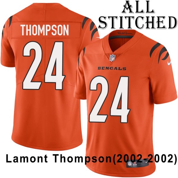 Orange Embroidered Lamont Thompson Cincinnati Bengals #24 Stitched Jersey