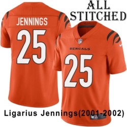 Orange Embroidered Ligarius Jennings Cincinnati Bengals #25 Stitched Jersey
