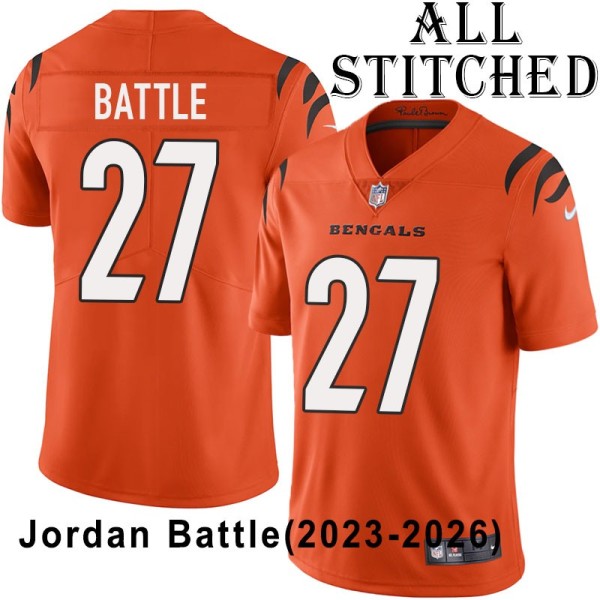 Orange Embroidered Jordan Battle Cincinnati Bengals #27 Stitched Jersey