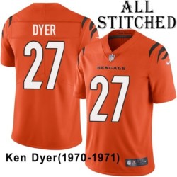 Orange Embroidered Ken Dyer Cincinnati Bengals #27 Stitched Jersey