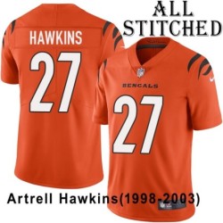 Orange Embroidered Artrell Hawkins Cincinnati Bengals #27 Stitched Jersey