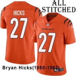 Orange Embroidered Bryan Hicks Cincinnati Bengals #27 Stitched Jersey