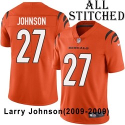 Orange Embroidered Larry Johnson Cincinnati Bengals #27 Stitched Jersey