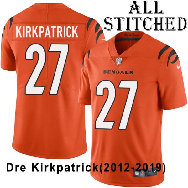 Orange Embroidered Dre Kirkpatrick Cincinnati Bengals #27 Stitched Jersey