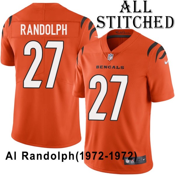Orange Embroidered Al Randolph Cincinnati Bengals #27 Stitched Jersey