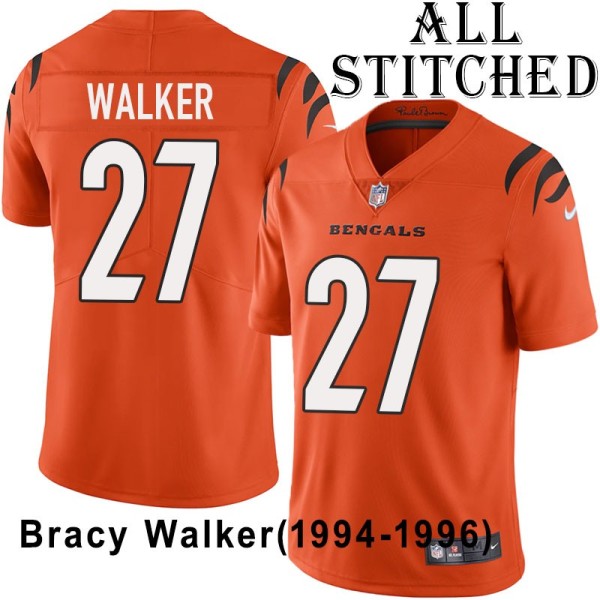 Orange Embroidered Bracy Walker Cincinnati Bengals #27 Stitched Jersey