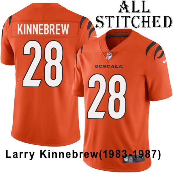Orange Embroidered Larry Kinnebrew Cincinnati Bengals #28 Stitched Jersey