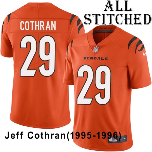 Orange Embroidered Jeff Cothran Cincinnati Bengals #29 Stitched Jersey